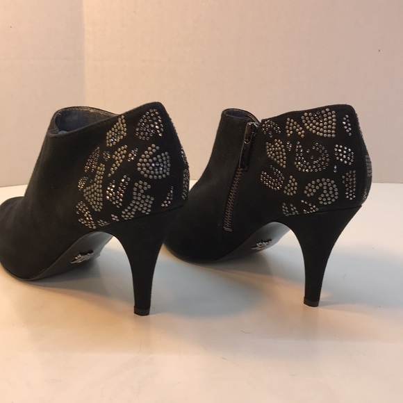 Kathy Van Zeeland Black Booties Silver &Gray Beads - Picture 6 of 12